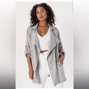Lucky Break Light Grey Oversized Jacket